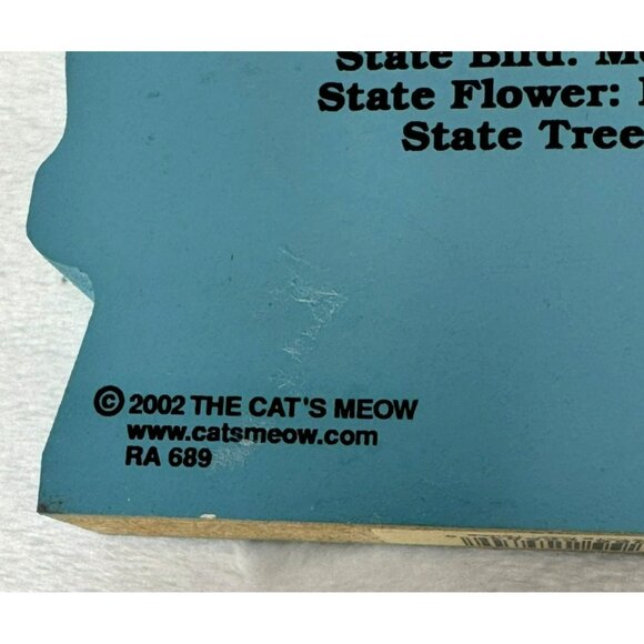 The Cats Meow Texas State Map Wooden Decor 2002 Shelf Sitter - Picture 5 of 7
